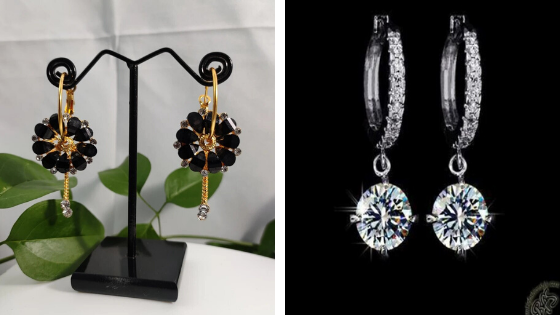 Black floral delight hoop earrings: