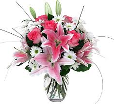 White daisies and pink lilies 